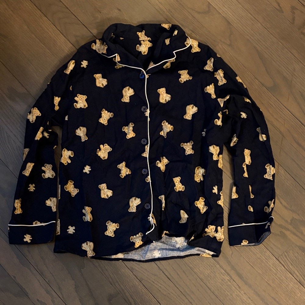 Navy Pajama Top with Teddy Bear Print